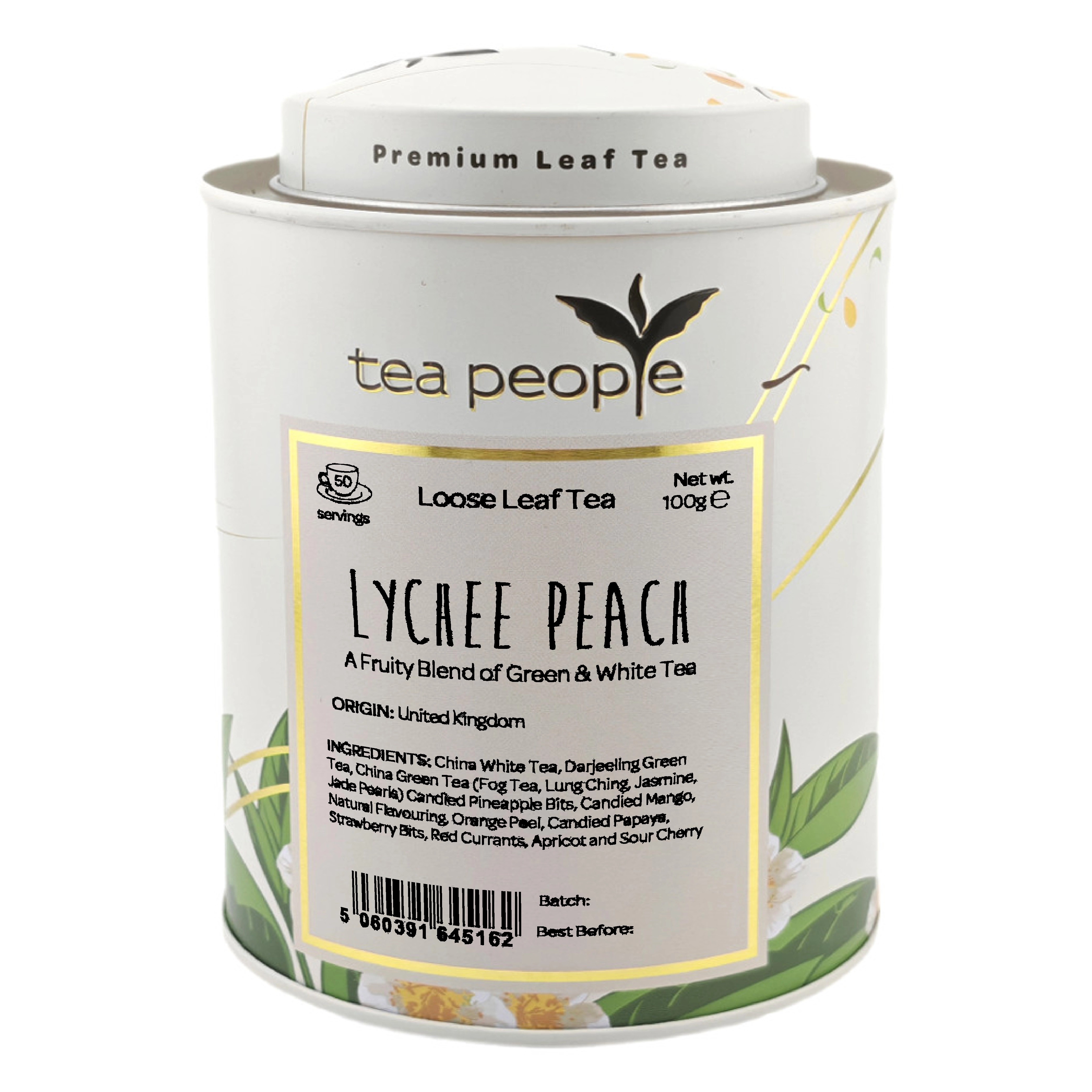 Tea People Lychee & Peach -100g Loose Leaf Tea in Tin Caddy Tea